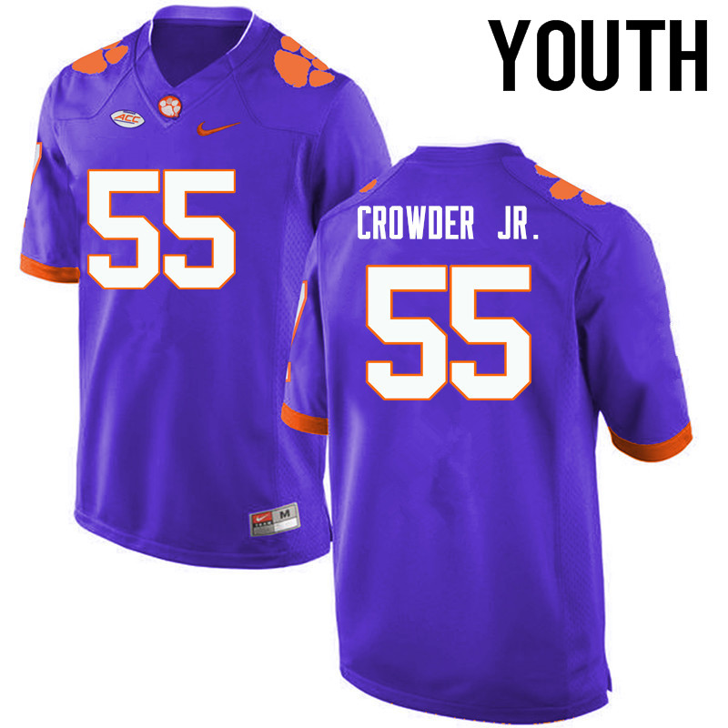 Youth Clemson Tigers #55 Tyrone Crowder Jr. College Football Jerseys-Purple - Click Image to Close